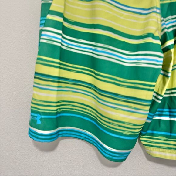 Under Armour Surf Board Shorts Loose Fit 11" Zip Pocket Green Yellow Size 32 - Picture 7 of 9